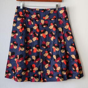 Ann Taylor Blue Floral Pleated Pencil Skirt 8 Office Work Career